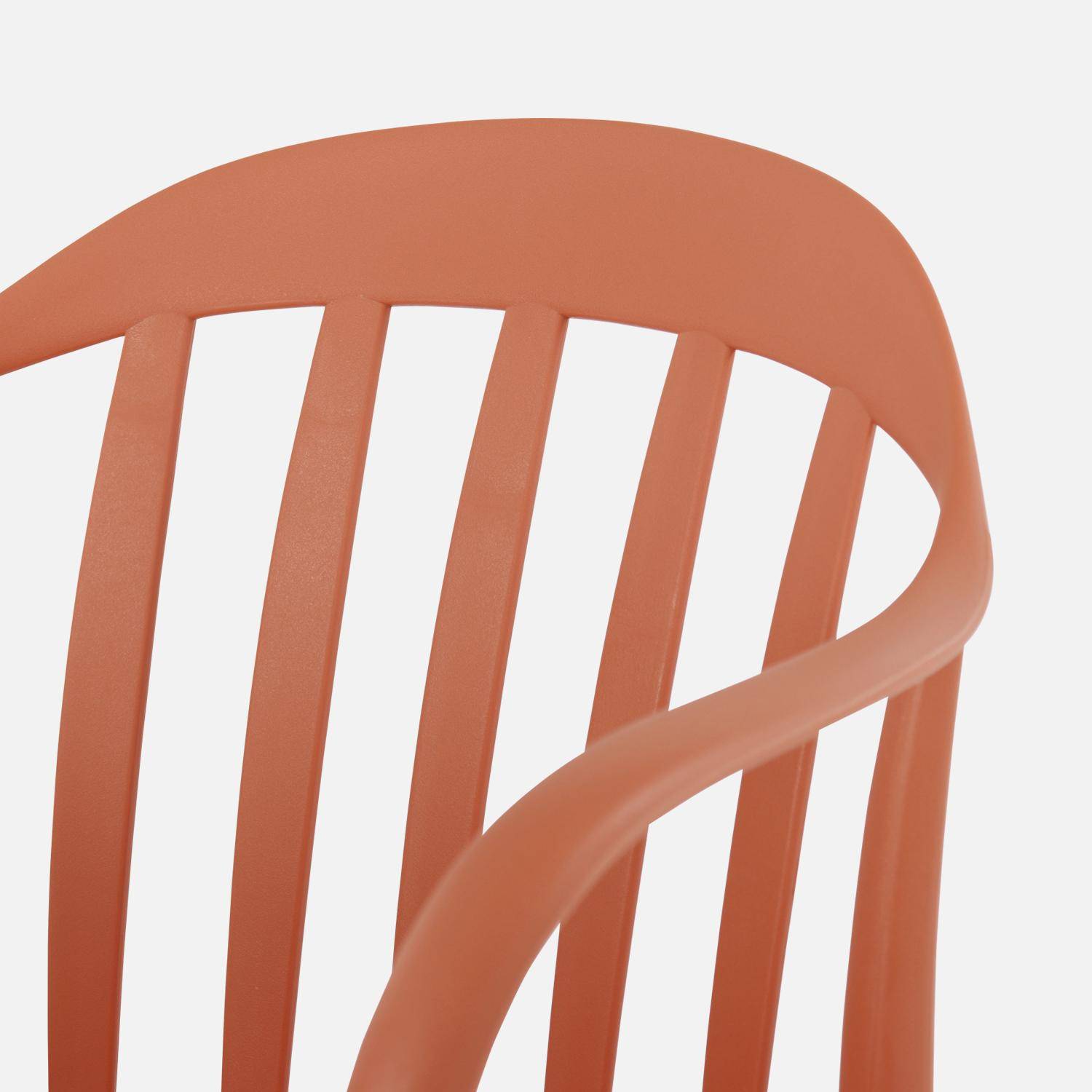 Lot de 4 fauteuils de jardin plastique terracotta, empilables ,sweeek,Photo4
