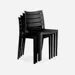 Lot de 4 chaises de jardin en plastique noir, empilables, déjà montées  Photo3