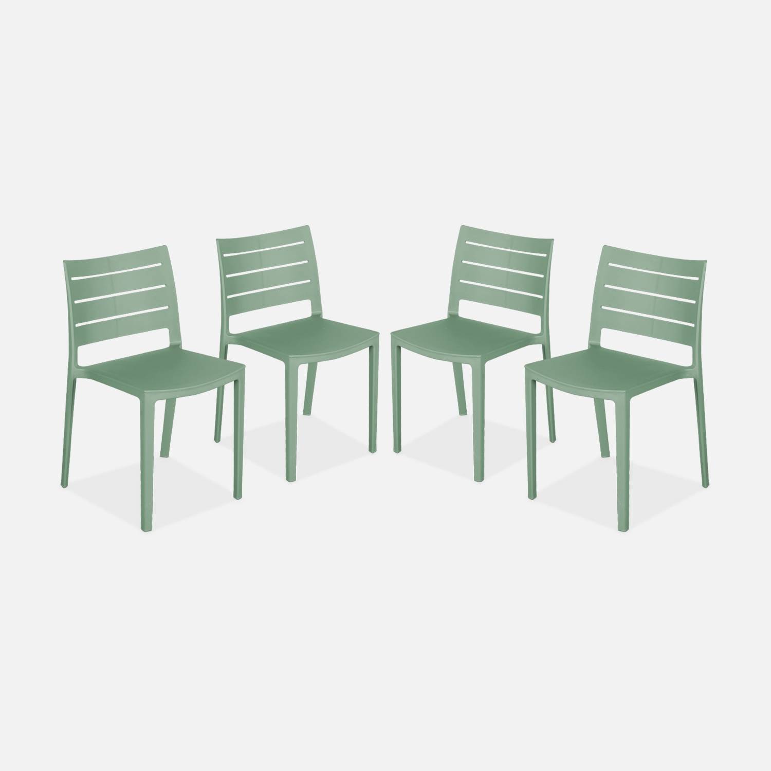 4er Set stapelbare graugrüne Kunststoffstühle I sweeek