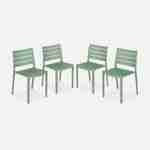 Lot de 4 chaises de jardin en plastique vert de gris, empilables, déjà montées  Photo1