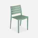 Lot de 4 chaises de jardin en plastique vert de gris, empilables, déjà montées  Photo2