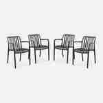 Lot de 4 fauteuils de jardin en plastique noir, empilables, design linéaire  Photo1