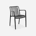 Lot de 4 fauteuils de jardin en plastique noir, empilables, design linéaire  Photo2