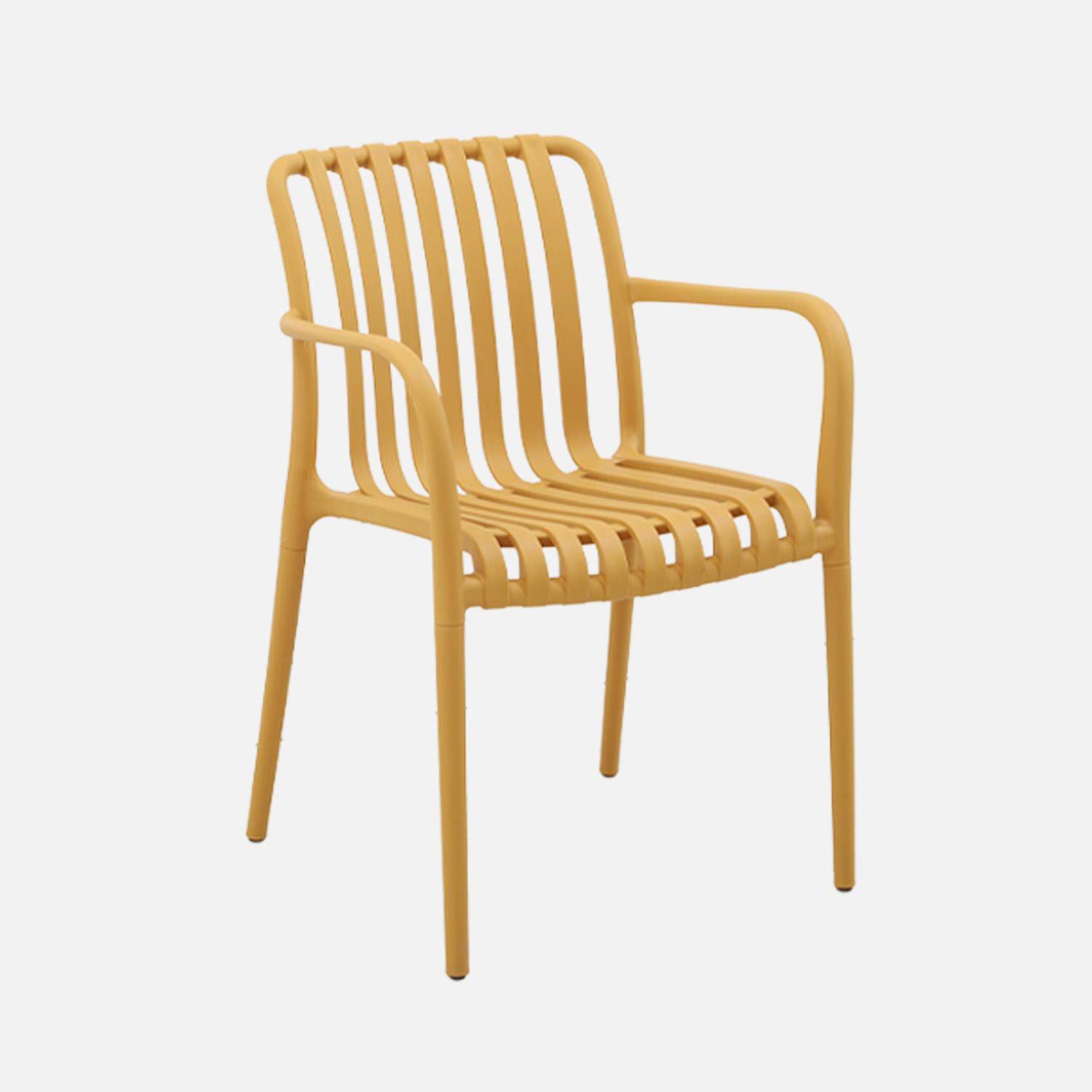 Sillón de jardín con diseño lineal, set de 4 Mostaza - 58x55x81 cm,sweeek,Photo4