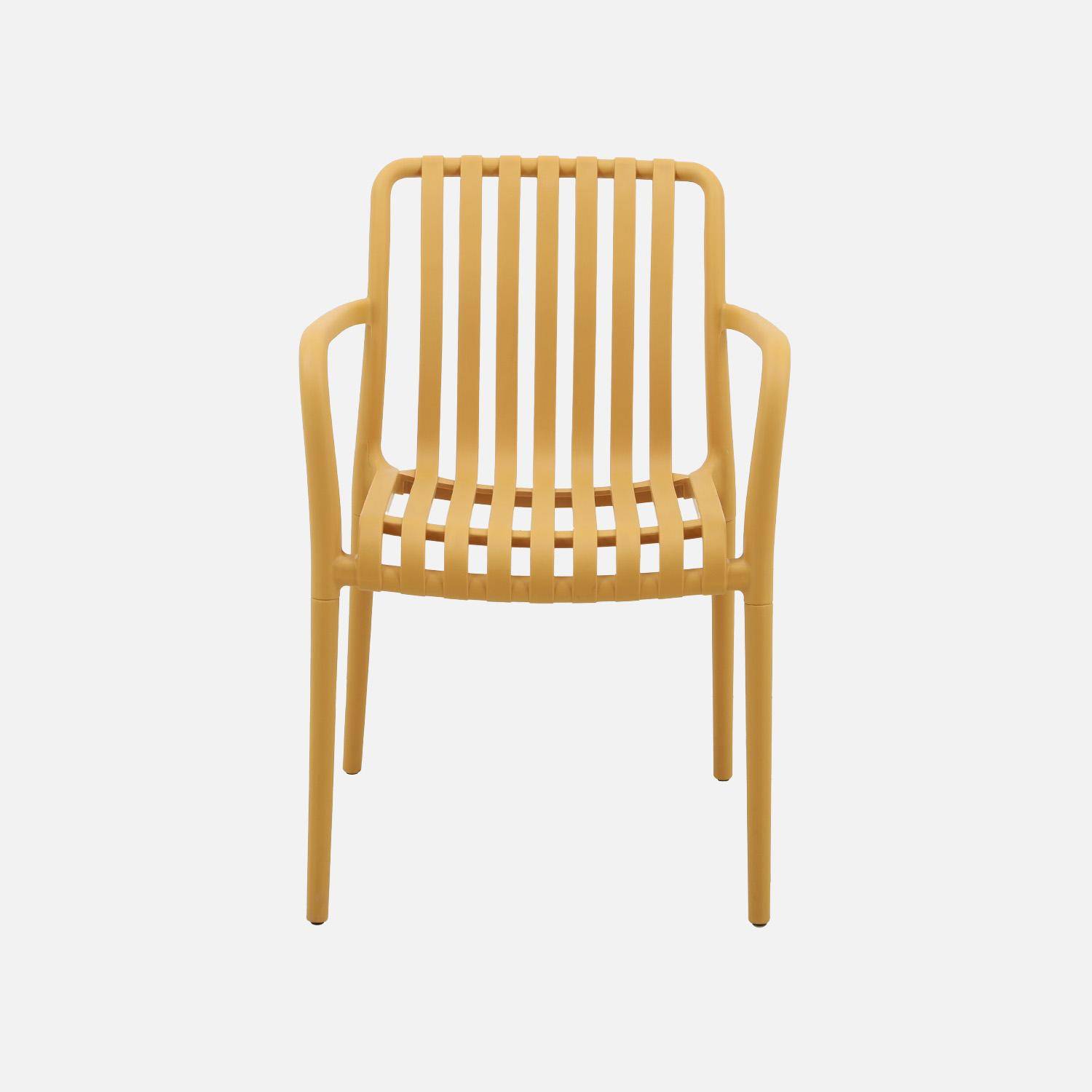 Sillón de jardín con diseño lineal, set de 4 Mostaza - 58x55x81 cm,sweeek,Photo5