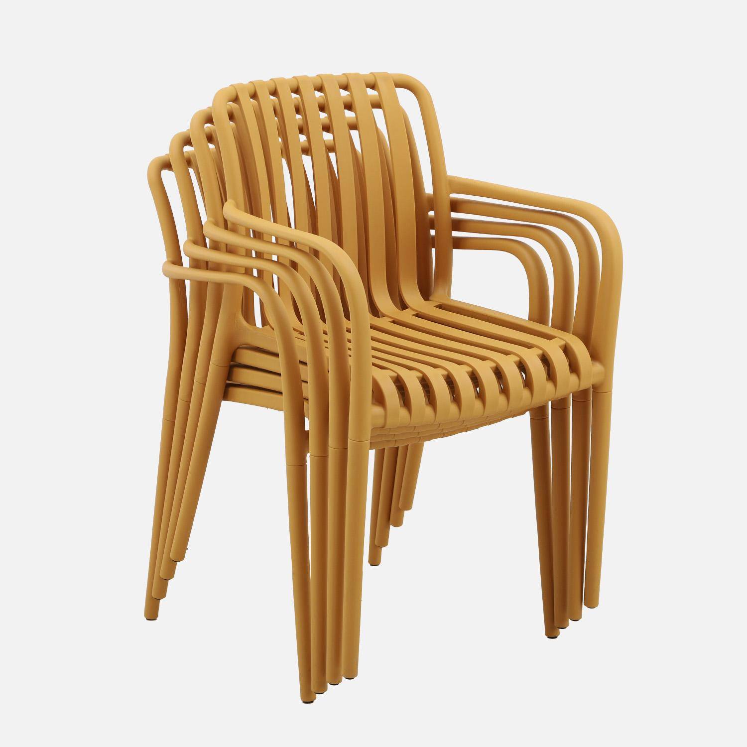 Sillón de jardín con diseño lineal, set de 4 Mostaza - 58x55x81 cm Photo6