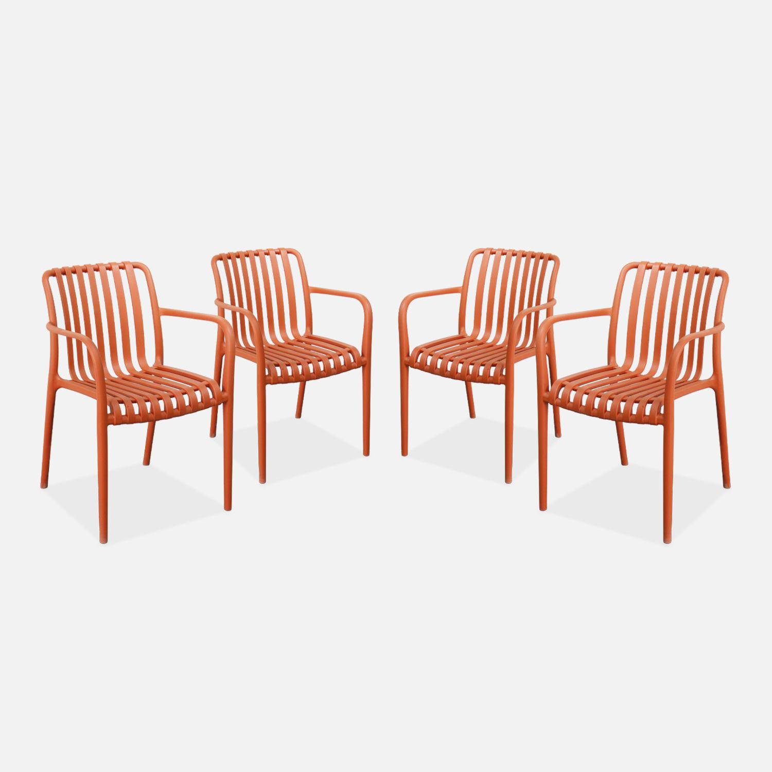 Set of 4 plastic garden armchairs, Agathe, Terracotta, 58x55x81 cm,sweeek,Photo3