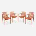 Lot de 4 fauteuils de jardin en plastique terracotta, empilables, design linéaire  Photo1