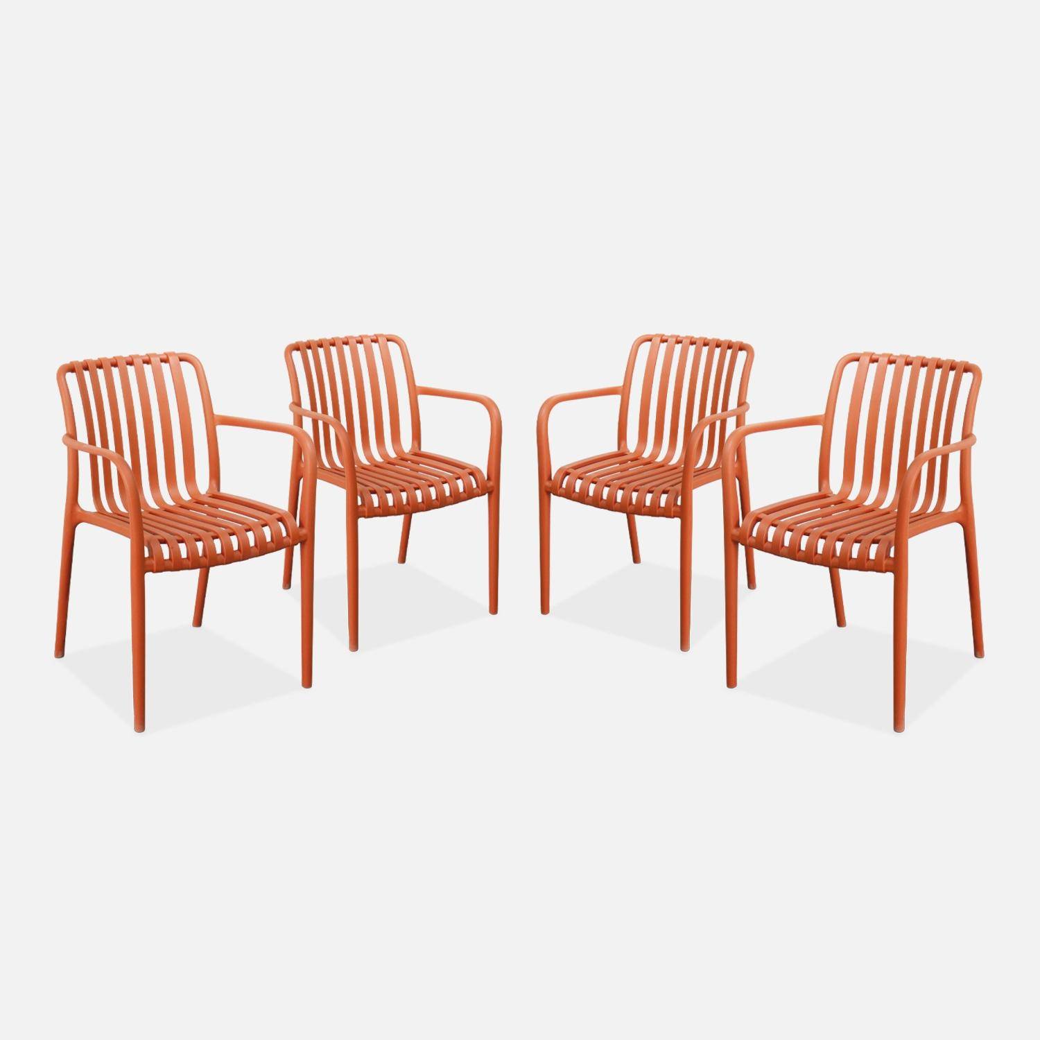 Set of 4 plastic garden armchairs, Agathe, Terracotta, 58x55x81 cm Photo3