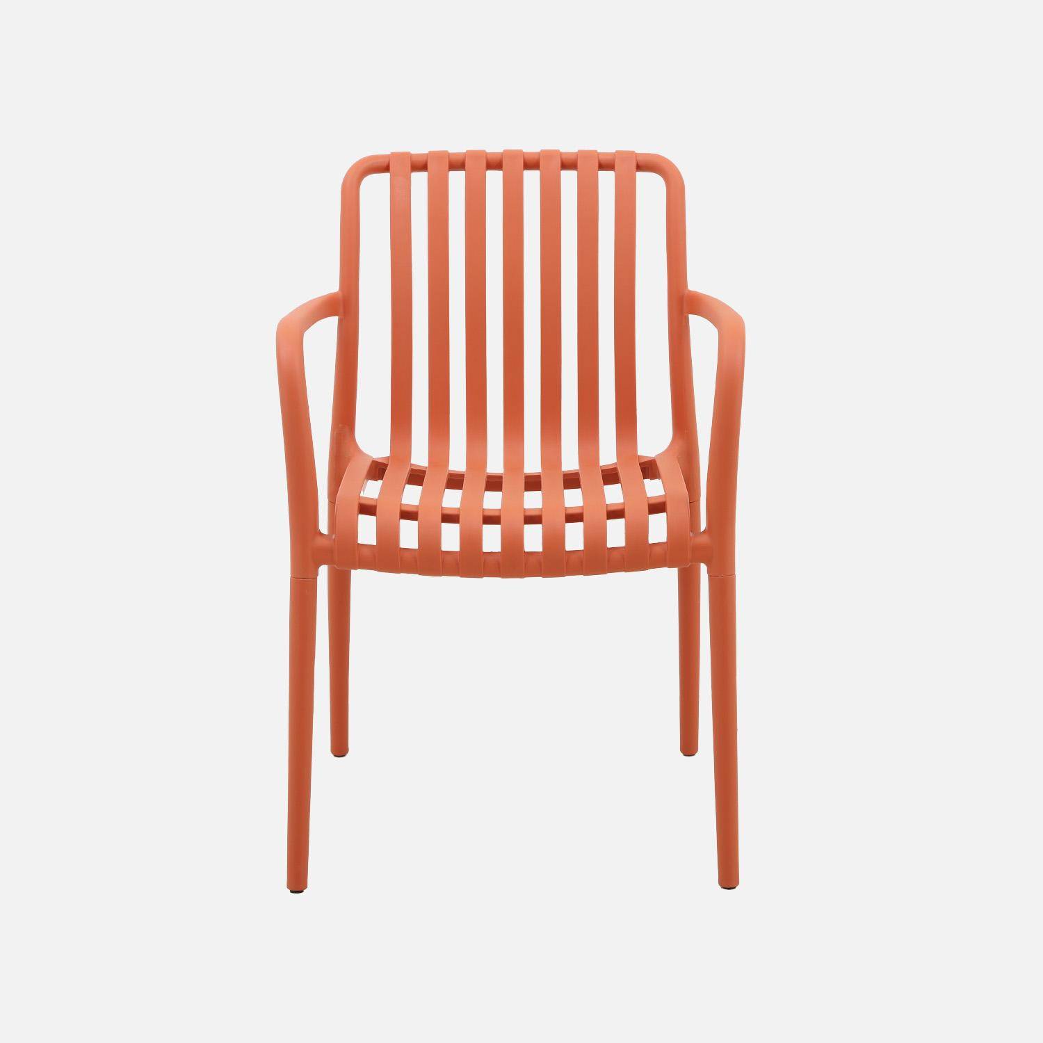 Sillón de jardín con diseño lineal, set de 4 Terracotta - 58x55x81 cm Photo5