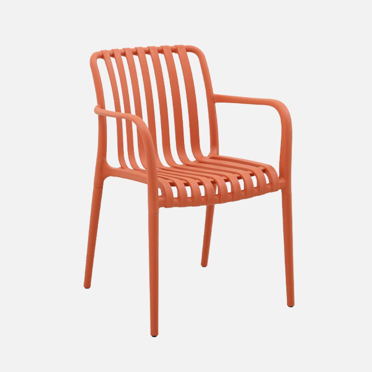 Sillón de jardín con diseño lineal, set de 4 Terracotta - 58x55x81 cm,sweeek,Photo4