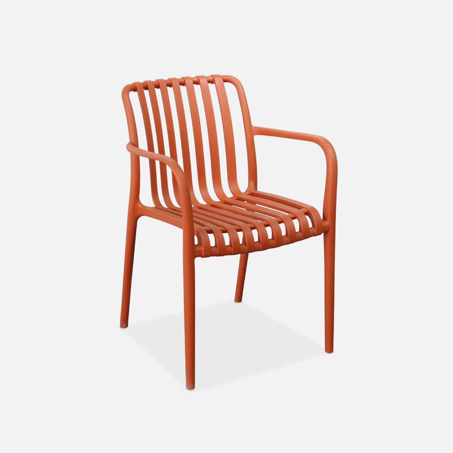 Set of 4 plastic garden armchairs, Agathe, Terracotta, 58x55x81 cm Photo4