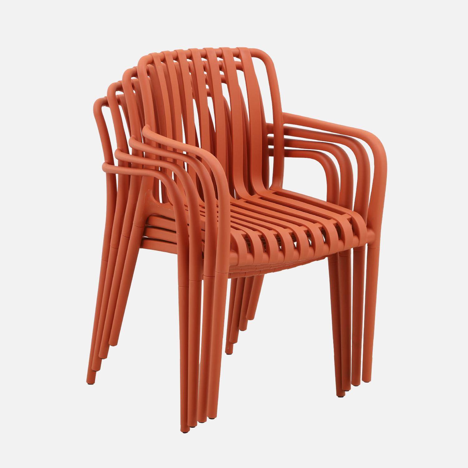 Sillón de jardín con diseño lineal, set de 4 Terracotta - 58x55x81 cm,sweeek,Photo6