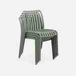 4er Set Gartenstühle aus graugrünem Kunststoff, stapelbar, bereits montiert - Agathe Photo3