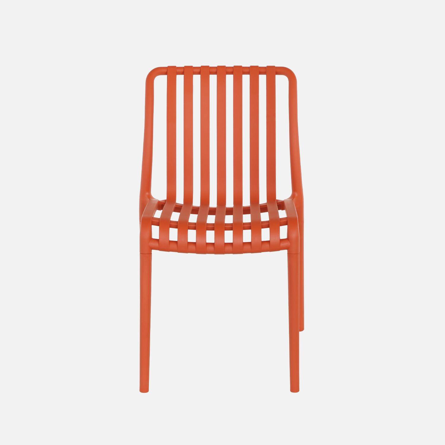 Set 4 sedie da giardino impilabili in plastica Terracotta - 60x48x80 cm,sweeek,Photo4