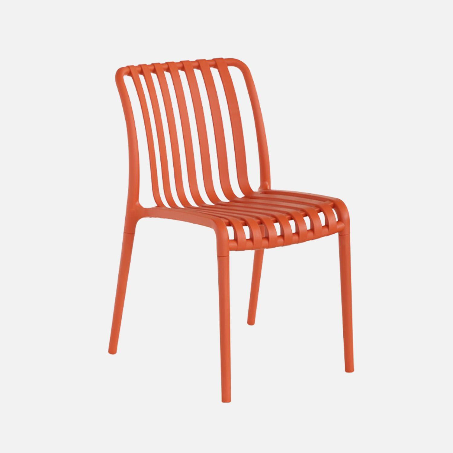 Set of 4 stackable plastic garden chairs, Agathe, Terracotta, 60x48x80 cm,sweeek,Photo2