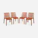 Lot de 4 chaises de jardin en plastique terracotta, empilables, déjà montées Photo1