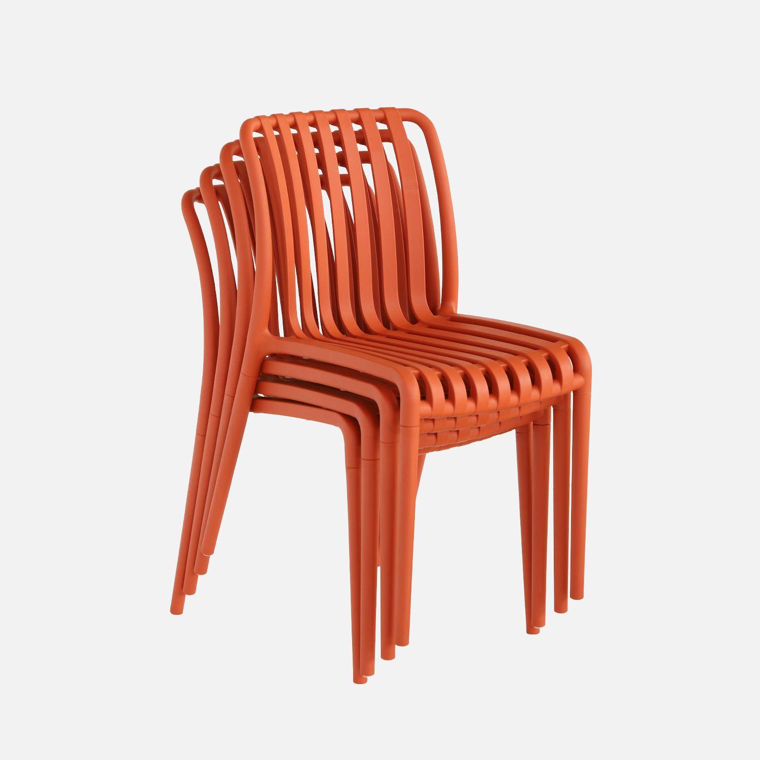 Set of 4 stackable plastic garden chairs, Agathe, Terracotta, 60x48x80 cm,sweeek,Photo4