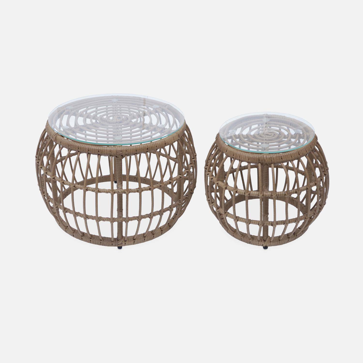 Set of 2 garden coffee tables, Aluminium & Water Resistant, natural Photo4