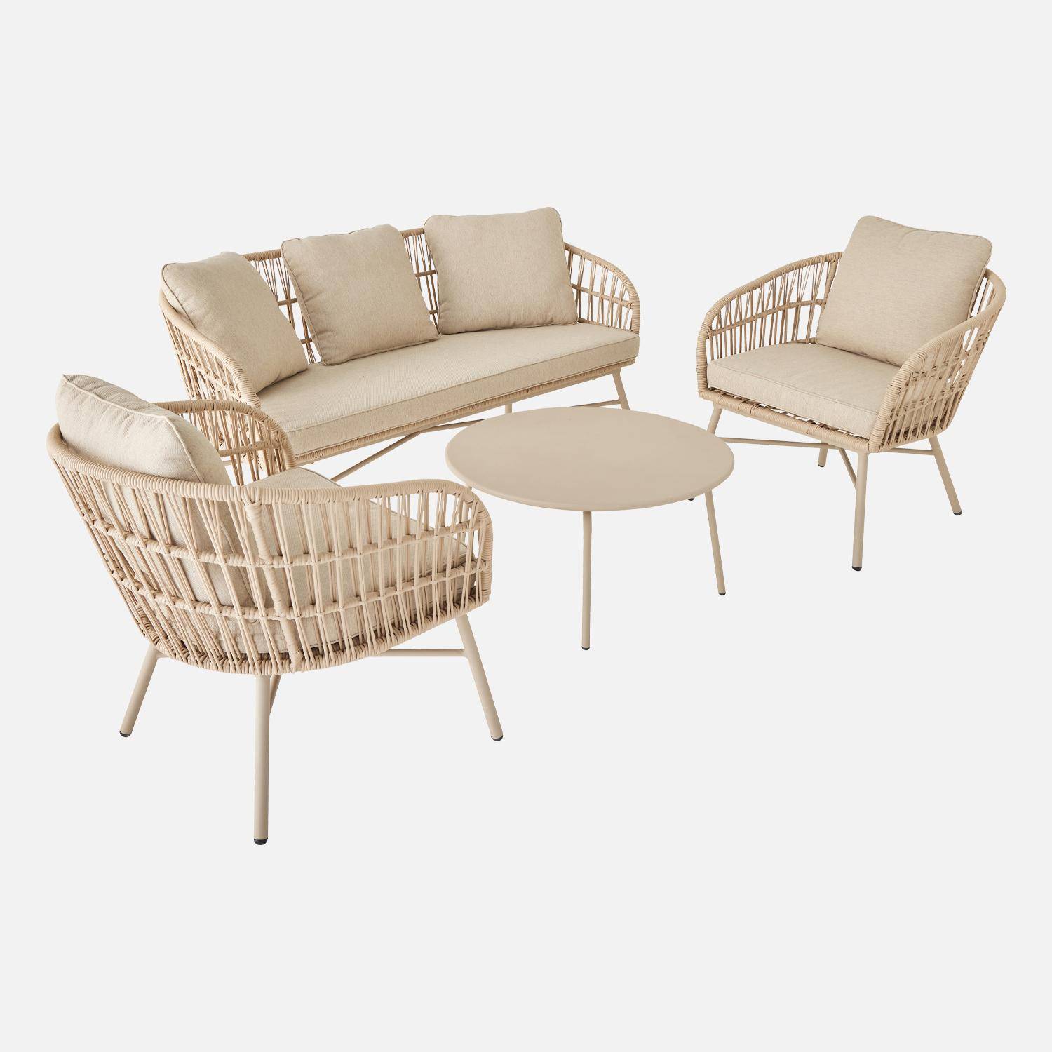 Salotto da giardino in corda a 4 posti, Vatuo, Beige, 146x70x76 cm,sweeek,Photo5