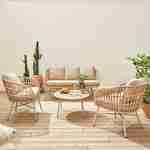 Gartenmöbelset aus Stahl mit Seilbespannung, Tischplatte aus Zink, 4 Sitzplätze - Vatua Photo1