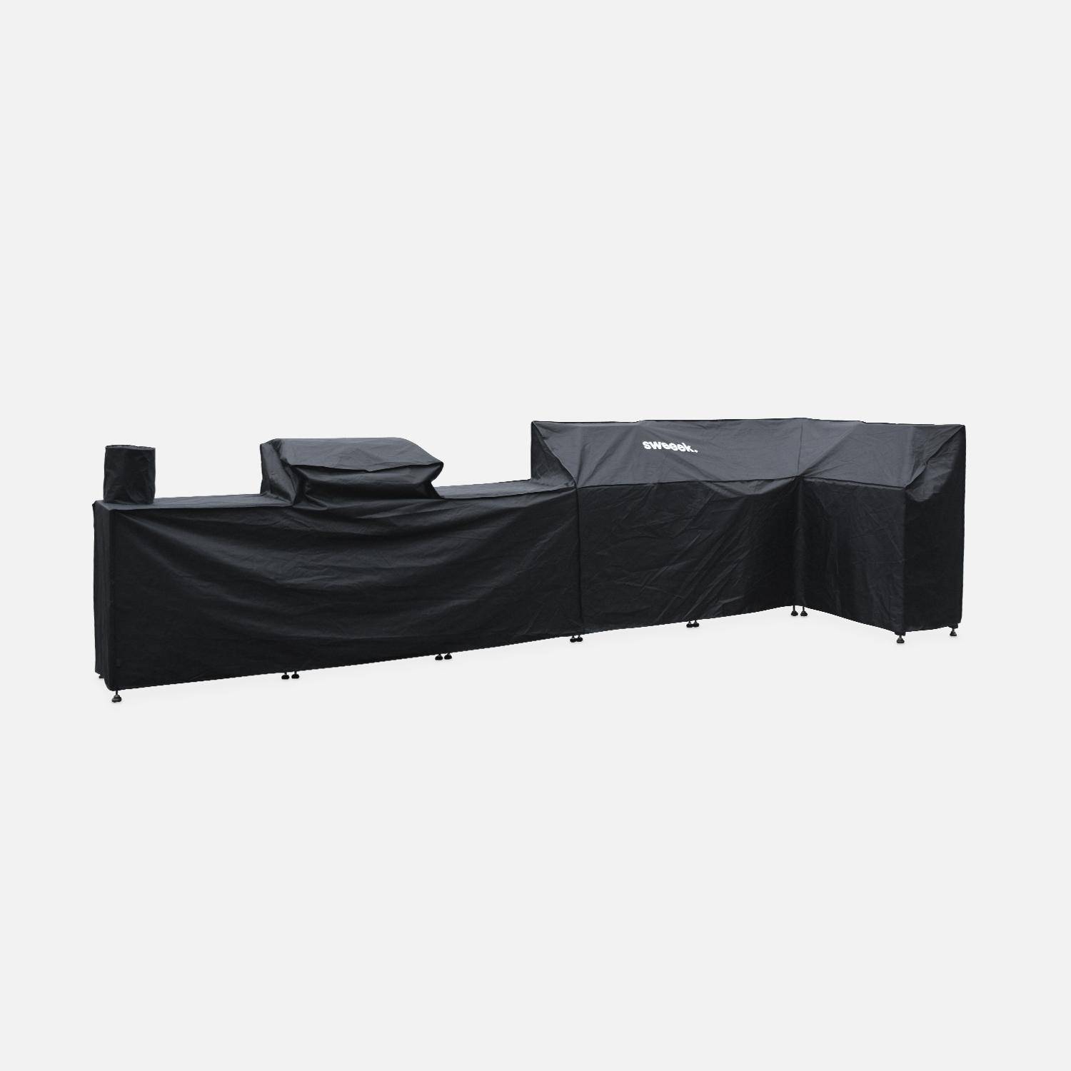 Coperchio di protezione per cucina esterna 7 moduli Nero - 138x326x110 cm,sweeek,Photo2