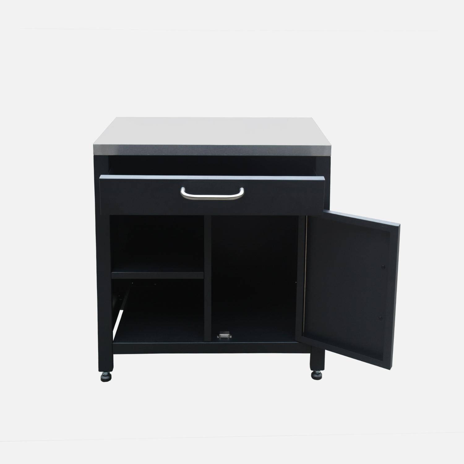 1 drawer and 1 door steel outdoor kitchen, Black | sweeek
