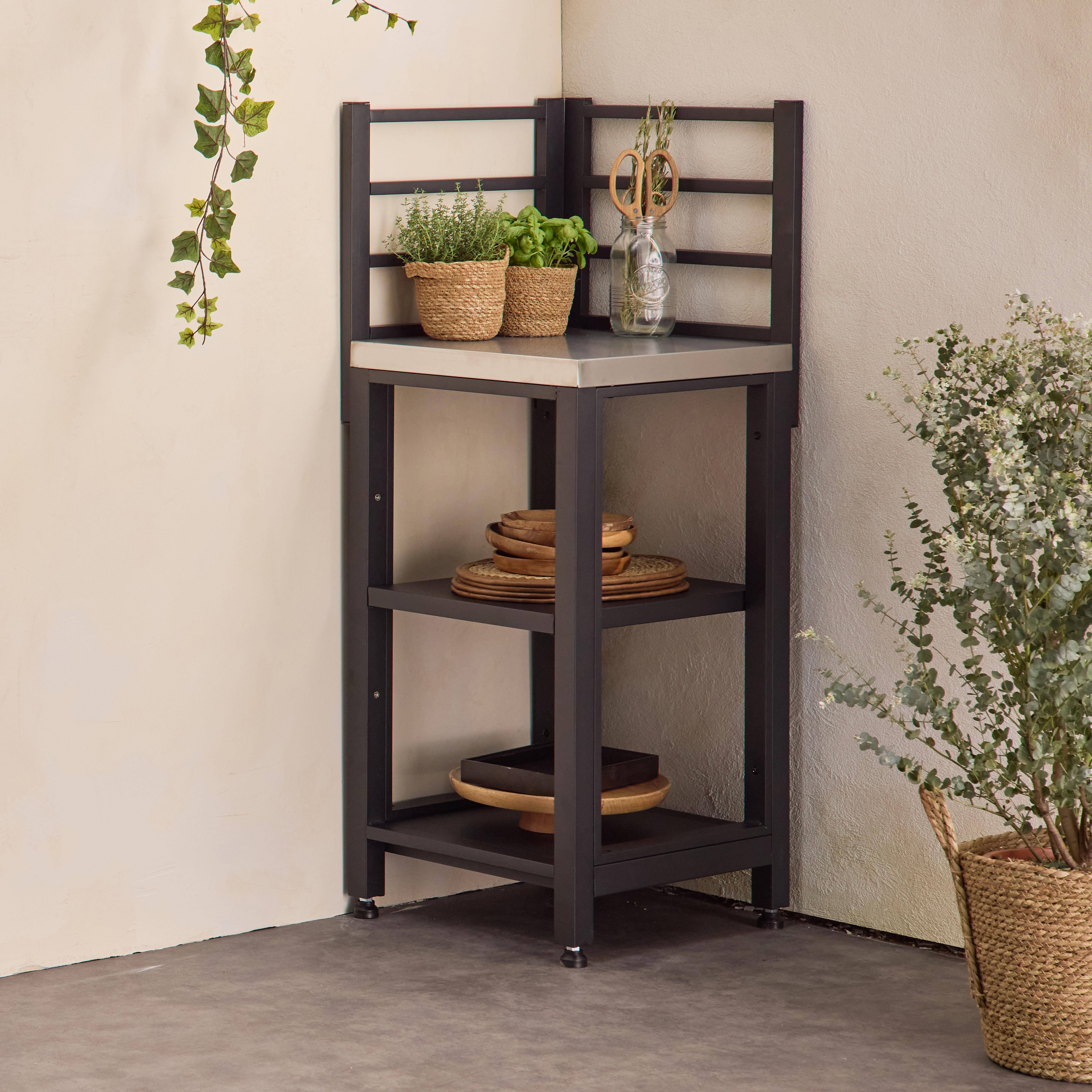 Outdoor-Küchenregal aus Stahl 2 Ablagen B 48,5 l sweeek