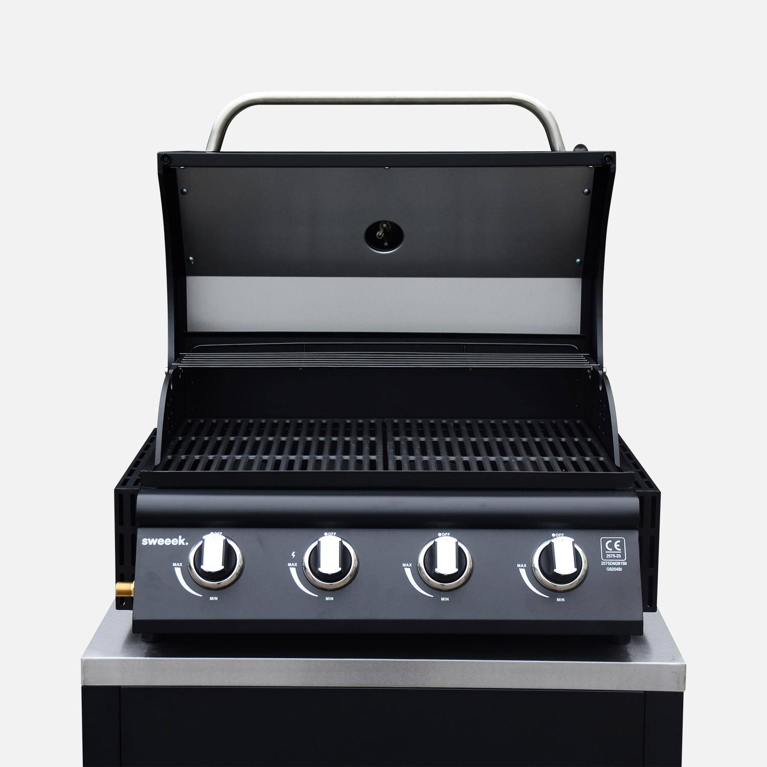 Churrasqueira a gás de 4 queimadores de pé livre, Grimaud, Preto, 50x73x48 cm Photo6