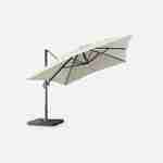 Premium quality rectangular 3x4m cantilever parasol with solar-powered integrated LED lights - Cantilever parasol, tiltable, foldable with 360° rotation, solar charging, cover included - Luce - Beige Photo3