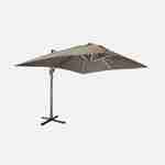 Premium quality rectangular 3x4m cantilever parasol with solar-powered integrated LED lights, tiltable, foldable , 360° rotation, cover included, beige Photo1