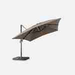 Premium quality rectangular 3x4m cantilever parasol with solar-powered integrated LED lights, tiltable, foldable , 360° rotation, cover included, beige Photo3