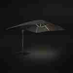Premium quality rectangular 3x4m cantilever parasol with solar-powered integrated LED lights, tiltable, foldable , 360° rotation, cover included, beige Photo4