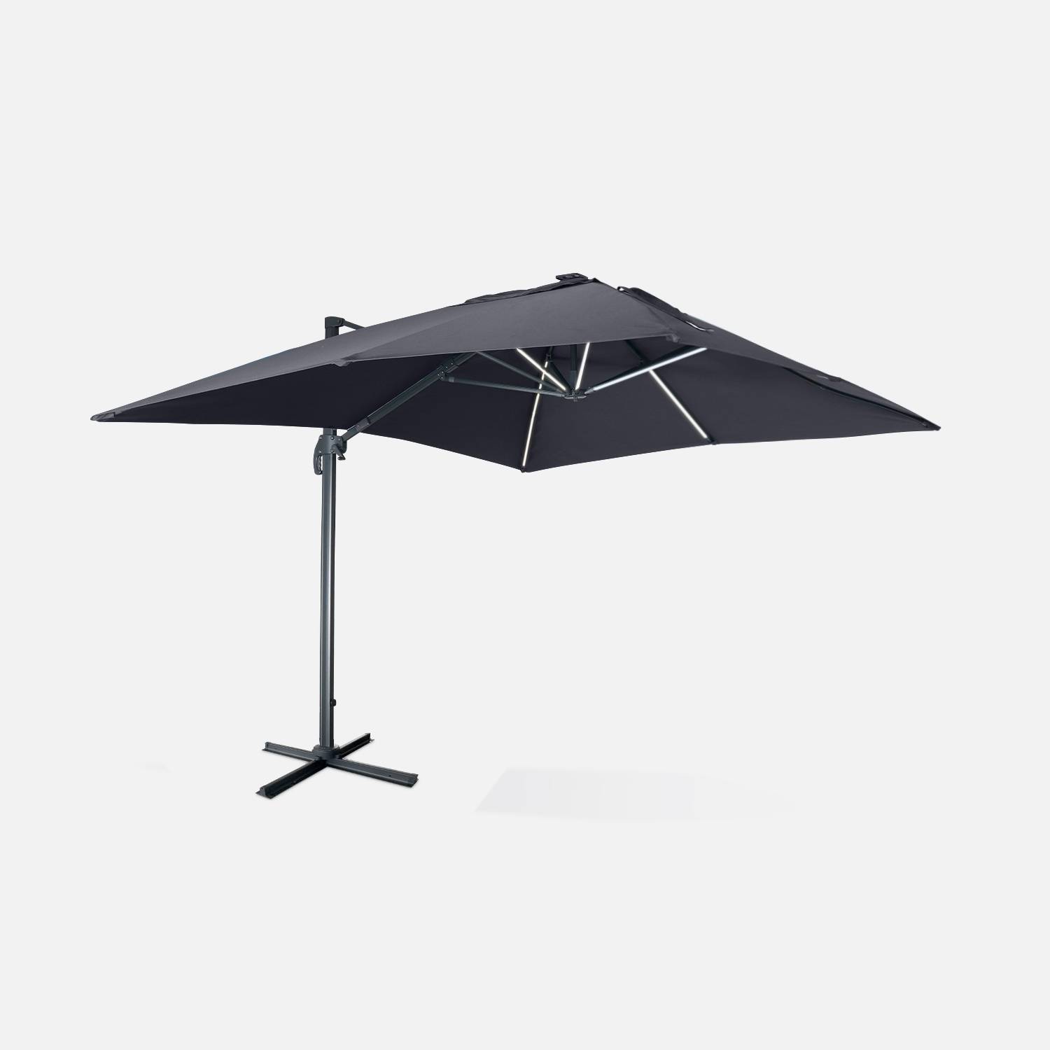 3x4m Luce Grey solar umbrella, top of the range with integrated light | sweeek