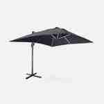 Rectangular 3x4m top-of-the-range LED solar umbrella - Luce Grey - Off-centre umbrella, tilts, folds and rotates 360°, solar charger Photo1