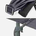Rectangular 3x4m top-of-the-range LED solar umbrella - Luce Grey - Off-centre umbrella, tilts, folds and rotates 360°, solar charger Photo6
