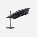 Rectangular 3x4m top-of-the-range LED solar umbrella - Luce Grey - Off-centre umbrella, tilts, folds and rotates 360°, solar charger Photo3