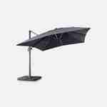 Rectangular 3x4m top-of-the-range LED solar umbrella - Luce Grey - Off-centre umbrella, tilts, folds and rotates 360°, solar charger Photo2