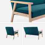Scandi-style 2-seater sofa and armchair, wood, petrol blue, L114xW69.5xH73cm, Isak Photo5