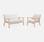 Scandi-style 2-seater sofa and armchair, wood and cream fabric | sweeek