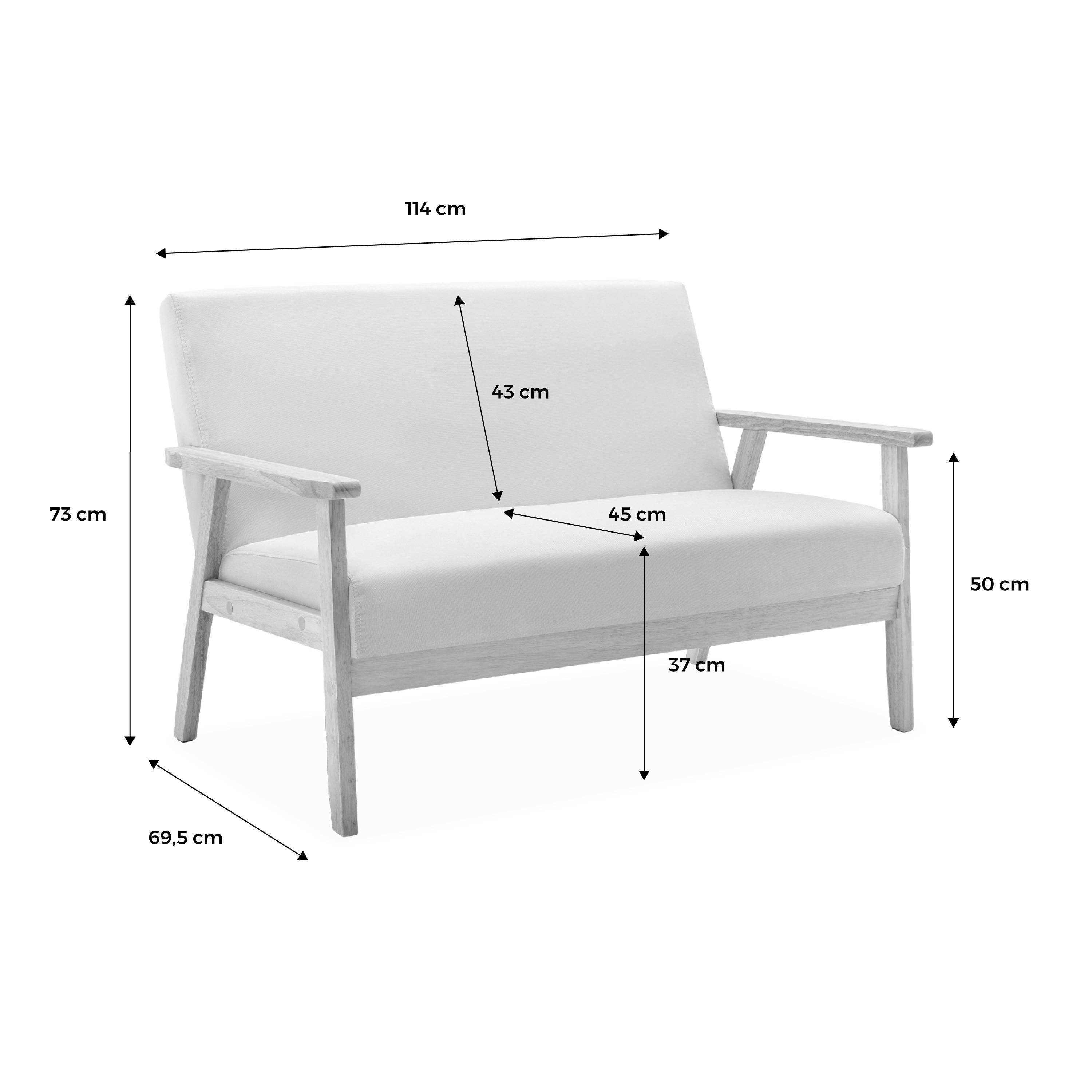 Scandi-style 2-seater sofa and armchair, wooden frame, white boucle, Isak,sweeek,Photo8
