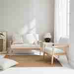 Scandi-style 2-seater sofa and armchair, wooden frame, white boucle, Isak Photo1