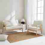 Scandi-style 2-seater sofa and armchair, wooden frame, white boucle, Isak Photo2