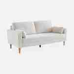 3-seater sofa Scandi-style and armchair with wooden legs, white boucle, Bjorn duo Photo1