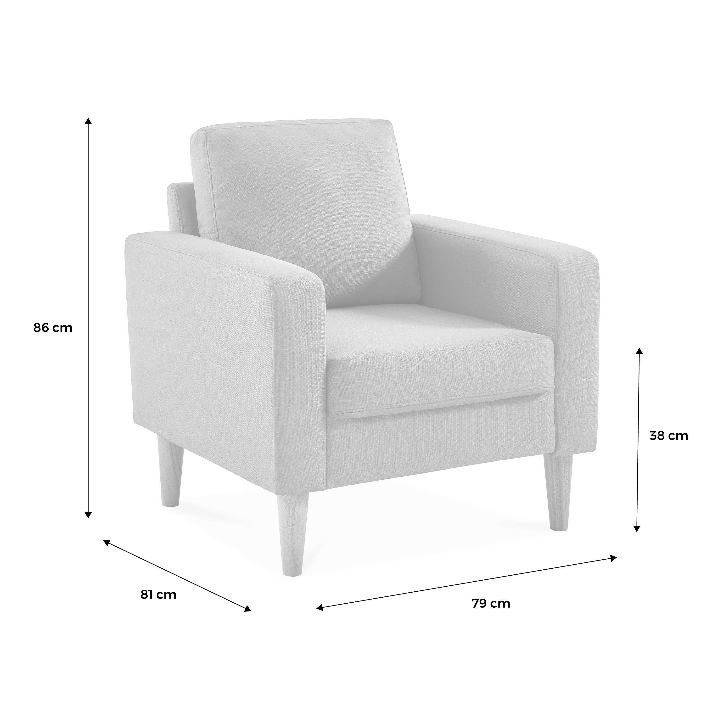 3-seater sofa Scandi-style and armchair with wooden legs, white boucle, Bjorn duo,sweeek,Photo6