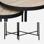 Conjunto de 2 práticas mesas redondas de encaixe em MDF com efeito de carvalho e pernas pretas Photo4
