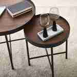 Set of 2 practical round nesting tables in walnut-effect MDF with black legs Photo2