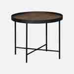Set de 2 tables gigognes rondes pratiques en MDF effet bois de noyer avec pieds noirs Photo1