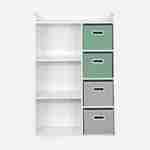 Storage unit for children with 7 compartments, 2 green baskets and 2 grey velvet baskets Photo2