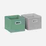 Mueble de almacenaje infantil con 7 compartimentos, 2 cestas verdes y 2 cestas de terciopelo gris Photo3